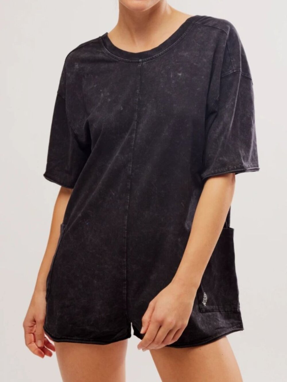 FP Movement Hot Shot Tee Romper Small Black Oversized Athleisure Beach Comfy